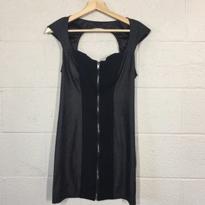 Guess Front Zip Faux Leather Bodycon Dress